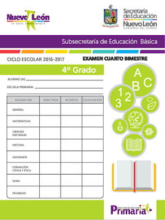 Examen Cuarto Bimestre Cuarto Grado Primaria SENL