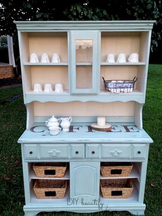 Turn a thrift store hutch into a beautiful, fun and functional Coffee Bar! Find the fabulous tutorial at DIY beautify!