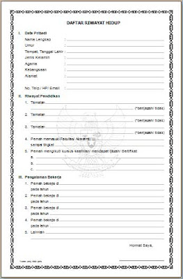 Contoh Daftar Riwayat Hidup Sederhana CV  Curriculum Vitae yang 