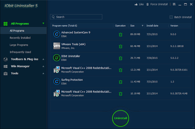 تحميل برنامج IObit Uninstaller للغاء البرامج التى تحمل ملفات ضارة والتى لا تسمح لك بأزلتها من حاسوبك أبدا