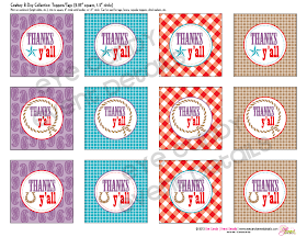 thanks yall toppers, cowboy party collection, party decor, gingham