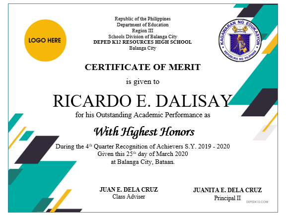 AWARDS CERTIFICATES (MS WORD) (MODERN DESIGN) - DepEd K-12