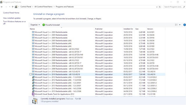Screenshot Installed Ms Visual C++ Full