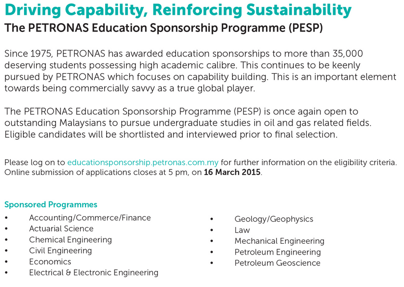 Biasiswa Petronas Program Penajaan Pendidikan Petronas Pesp Pendidikanmalaysia Com