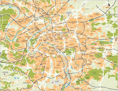 Low resolution map of Paris, France