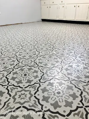 Stenciled tile floor.