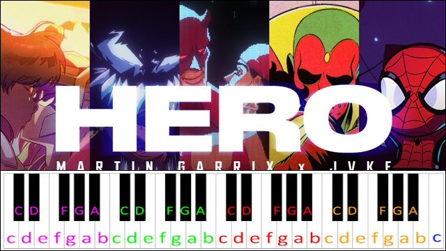 Hero by Martin Garrix, JVKE Piano / Keyboard Easy Letter Notes for Beginners