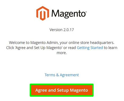 magento installation welcome page