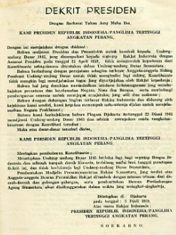 Maksud dan isi Dekrit 5 Juli 1959. oleh Presiden