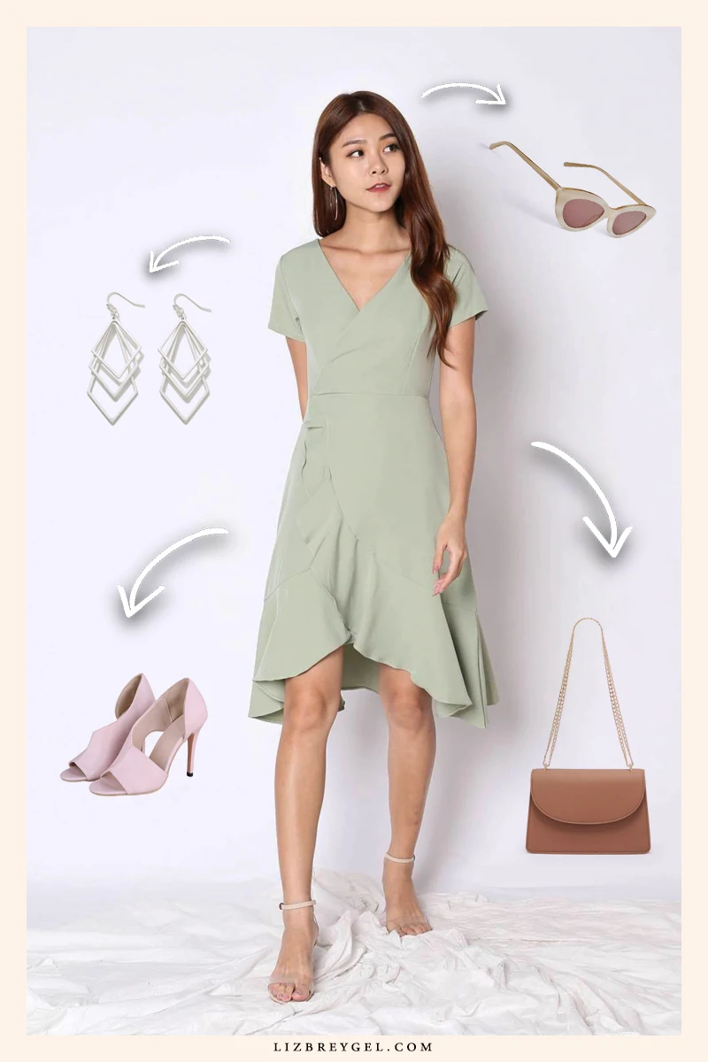 fashion collage demonstrating how to style wrap dress for effortless summer style