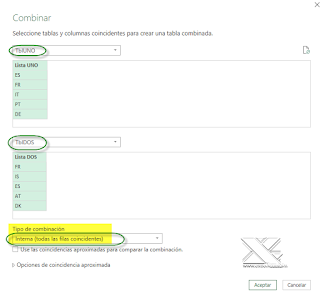 Power Query: Coincidencias-Diferencias entre listas