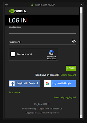 Buat akun NVIDIA untuk login atau kalian bisa menggunakan akun Google kalian