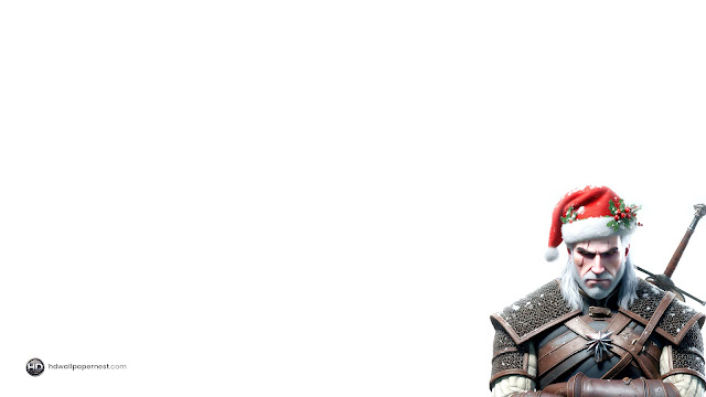 Witcher Geralt of Rivia With Santa Hat HD Wallpaper