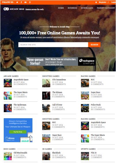 Arcade Mag Adsense Responsive Blogger Templates Without Footer Credit