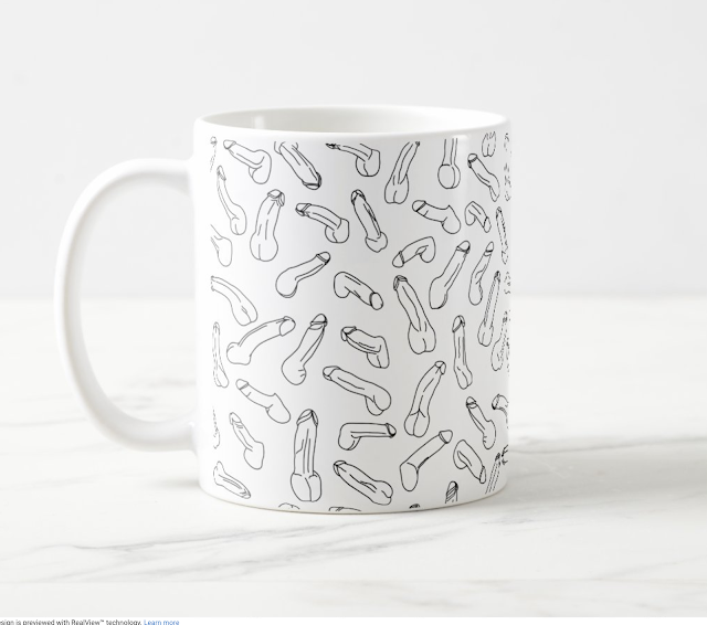 Line art Penis pattern coffee mug