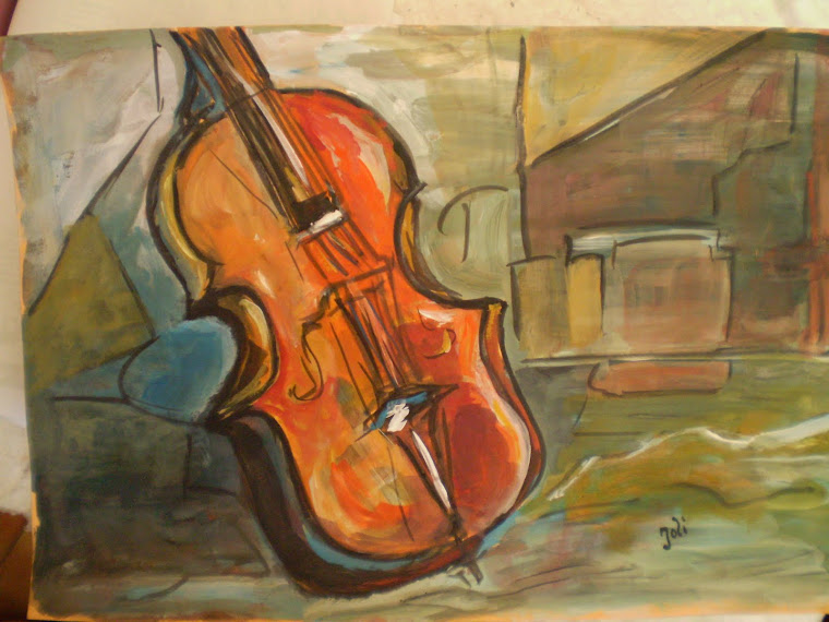 The violin, watercolor, signed Joli, A4