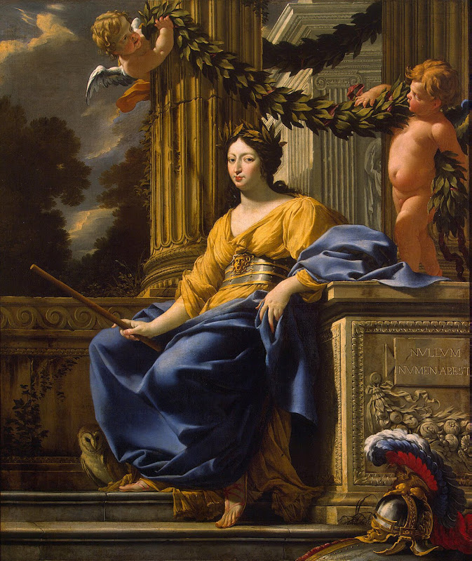 Allegorical Portrait of Anna of Austria as Minerva by Simon Vouet - Portrait, Allegory paintings from Hermitage Museum