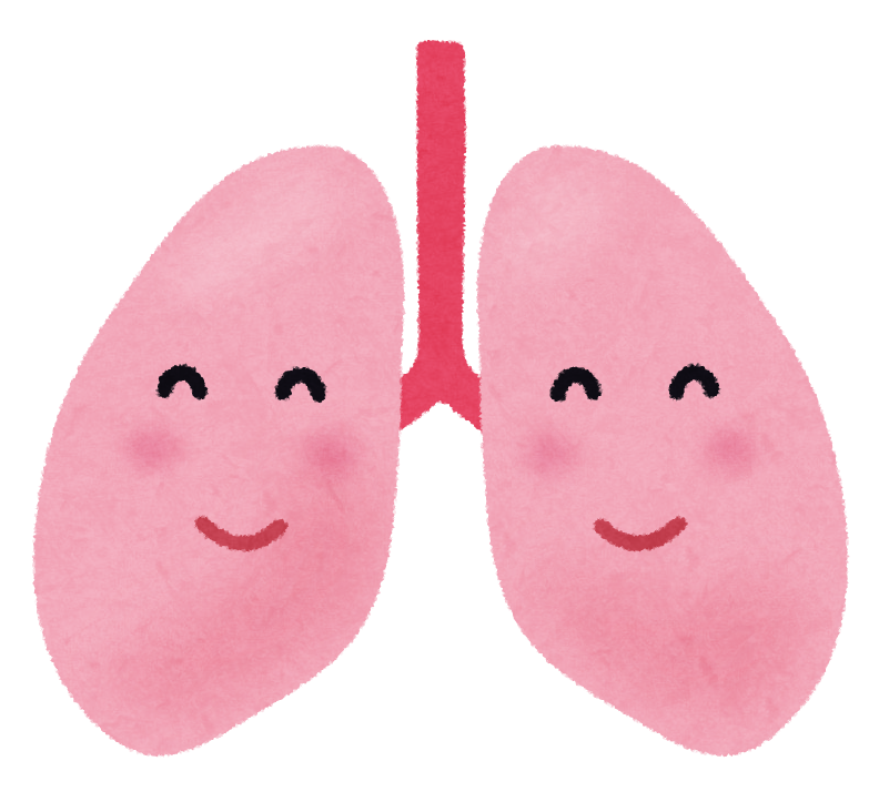 無料イラスト かわいいフリー素材集 健康な肺のキャラクター