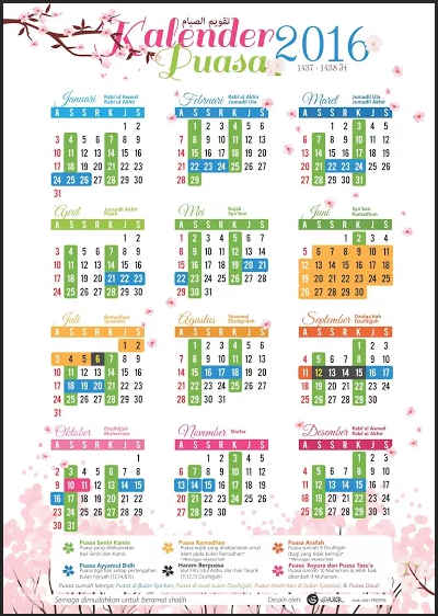 Kalender Puasa dan Jadwal Imsakiyah 1437 H / 2016 M 