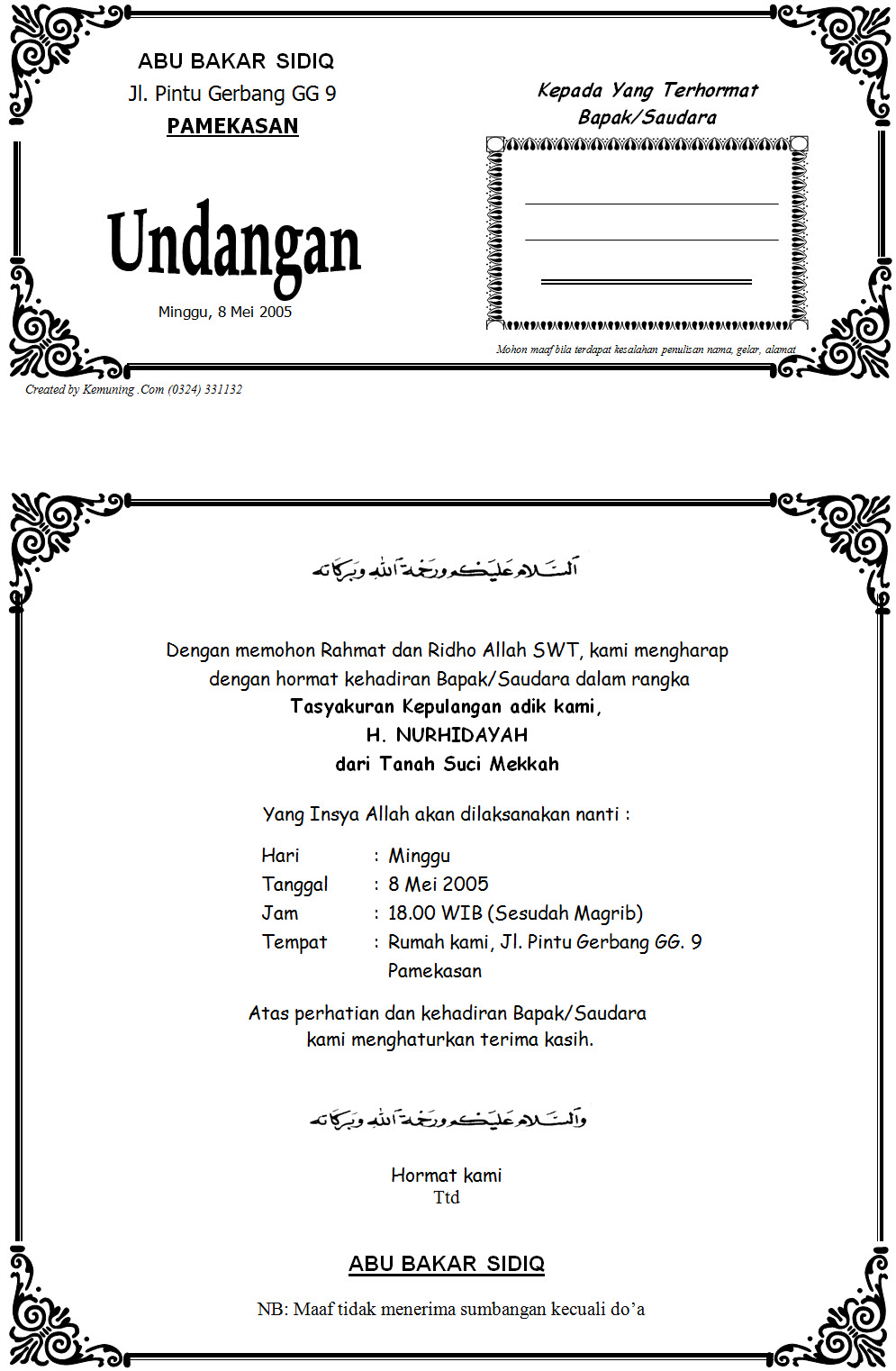 Image Contoh Undangan Tasyakuran Aqiqah Download