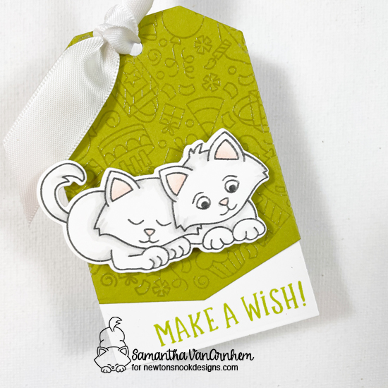 Trio of Kitten Birthday Tags by Samantha VanArnhem | Smitten Kitten Stamp Set, Birthday Roundabout Stamp Set and Fancy Edges Tag Die Set by Newton's Nook Designs #newtonsnook