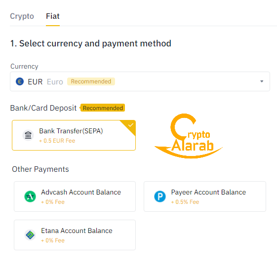 طرق شراء العملات الرقمية بالعملات الورقية في منصة بينانس binance