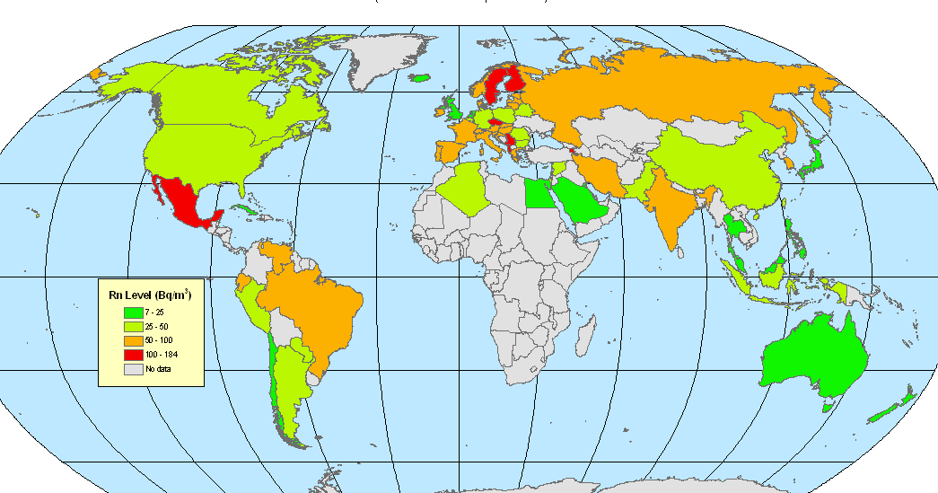 Landkartenblog Weltkarte  der Radioaktivit t zeigt L nder 