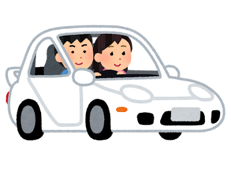 スポーツカーを運転する人のイラスト（カップル）