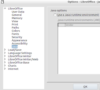 disable java in libreoffice