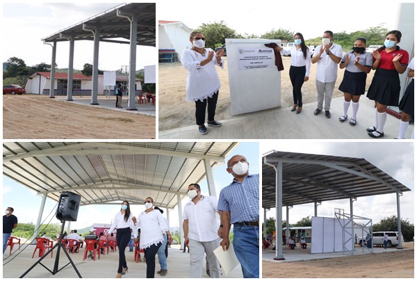 Inaugura Adela Román techumbre y sanitarios en prepa popular de Sabanillas, Acapulco