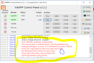 CARA Mengatasi Mysql yang Tidak Runing di Xampp