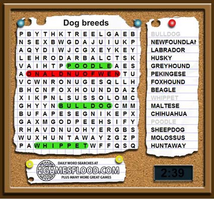 Dog Breeds Word Search
