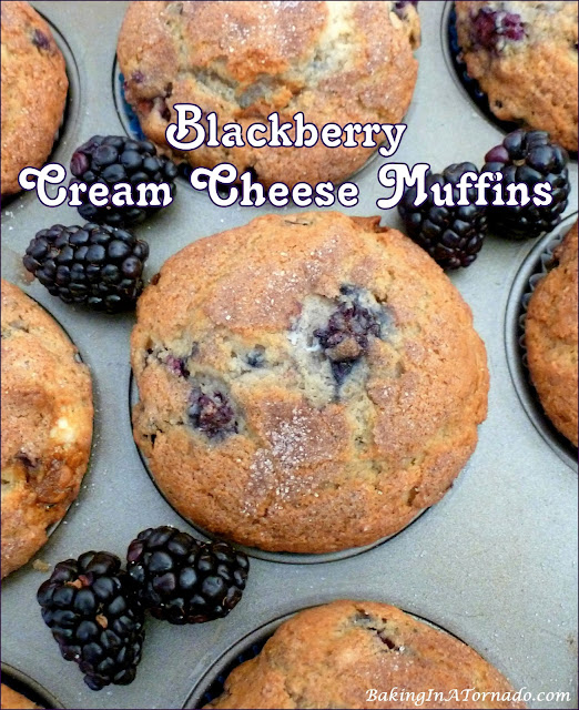 Blackberry Cream Cheese Muffins | recipe developed by www.BakingInATornado.com | #recipe #breakfast