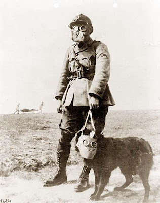 First World War Gas Mask. World War I wearing a gas