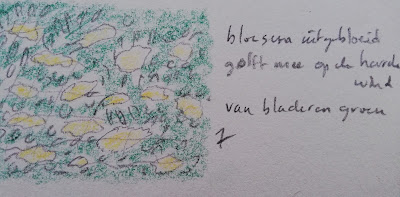 Uitgebloeide bloesem tekening en haiki