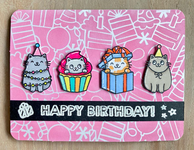 Sunny Studio Stamps: Birthday Cat Customer Card by Martinique van Heijst