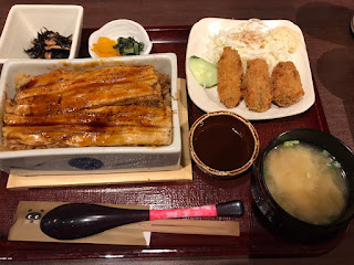 アナゴとカキフライの定食