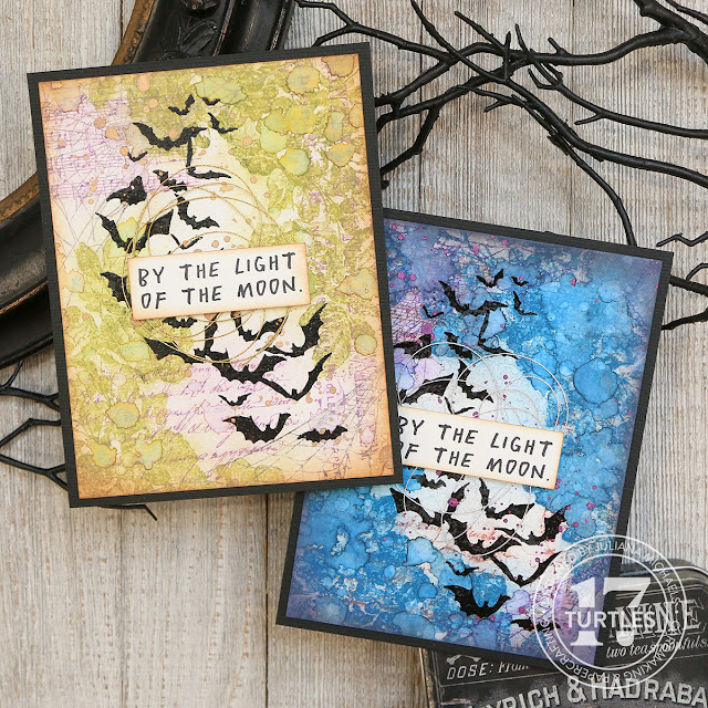 By The Light Of The Moon Halloween Card by Juliana Michaels featuring stamps from the Tim Holtz Stampers Anonymous Halloween 2022 - Gothic Tapestry, Exquisite, Unraveled and The Scarecrow