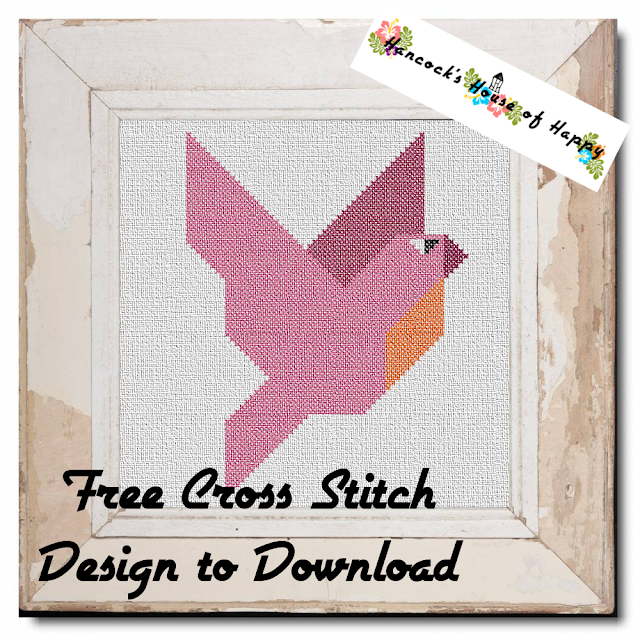 Free Beginner Cross Stitch Design to Download: Geometric Majestic Parrot