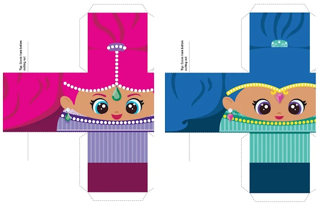 Shimmer and Shine Free Printable Cube Boxes.