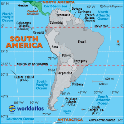 Carte Amérique du Sud Departement Région