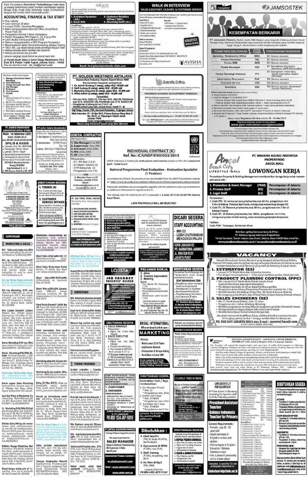 Lowongan kerja koran kompas minggu 26 Mei 2013 