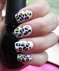 80s Neon Bright Leopard Print Nails
