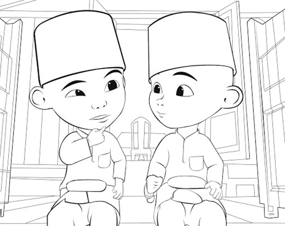  Gambar  Mewarnai Gambar Upin dan Ipin  Untuk Anak