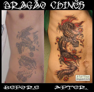 Tatuagem de Dragão na Costela