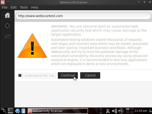 websecurify warning