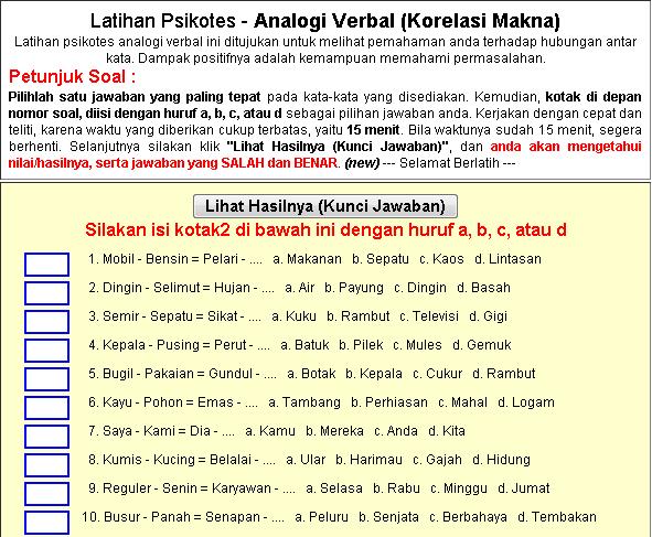 Psikotes Secara Online di Internet  Arin Hananira