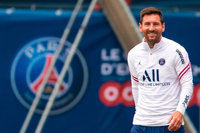 PSG forward Lionel Messi in training