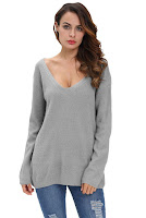 Bluza larga din tricot, cu decolteu adanc