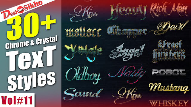 30 Chrome & Crystal Text Style For Photoshop Vol#11
